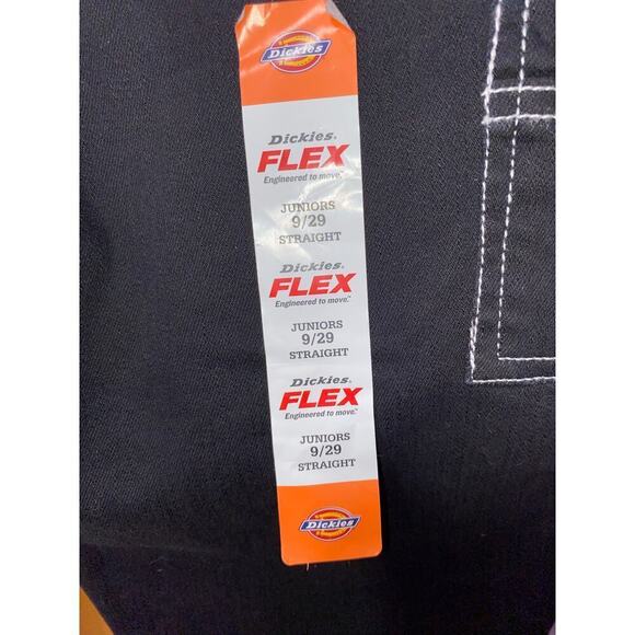 NWT DICKIES Black w/ White Stitching High Rise Carpenter Straight Leg Sz 9/29 - Picture 3 of 6